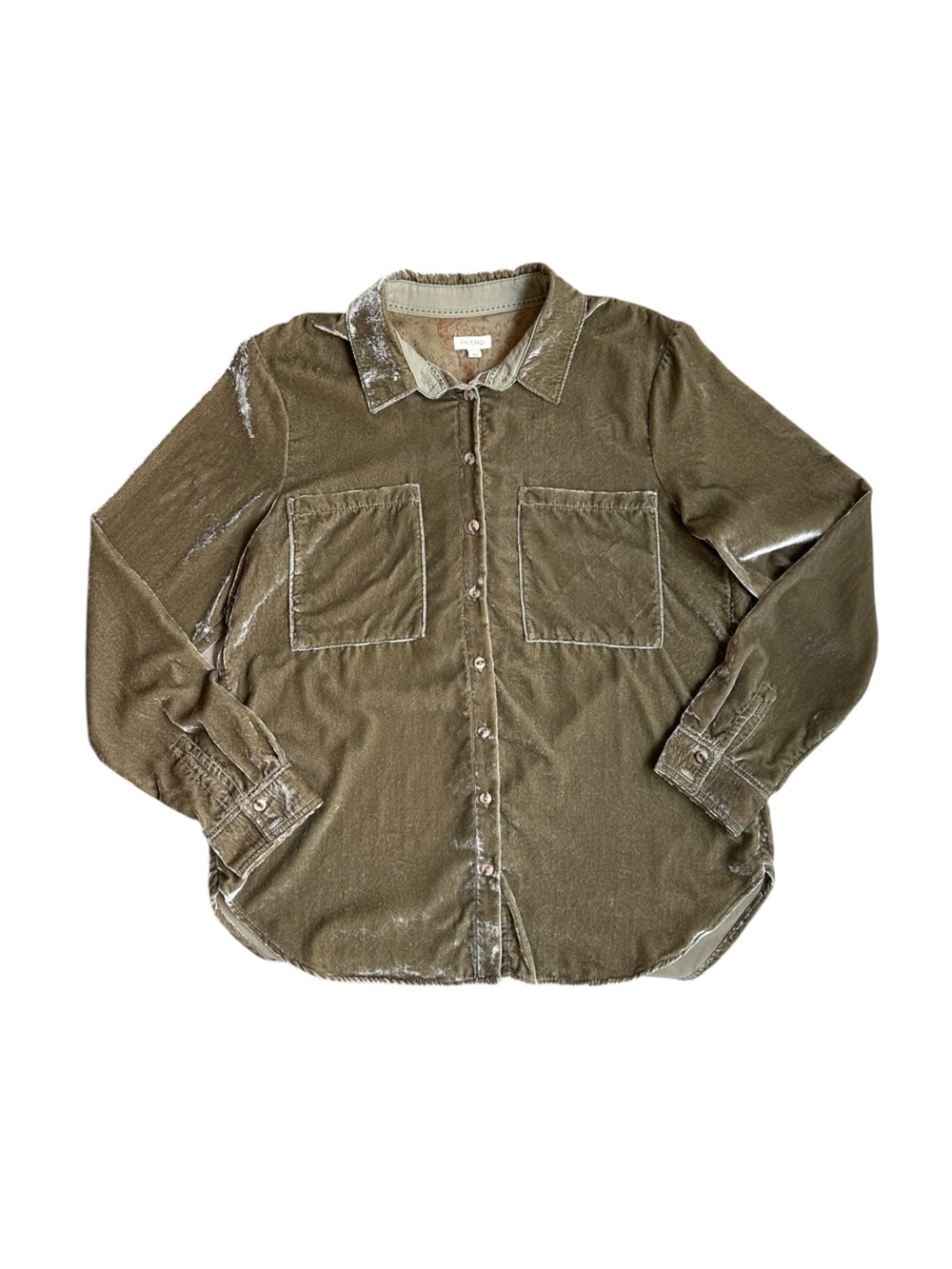 Pilcro Green Velvet  Long Sleeve Button Down Shirt